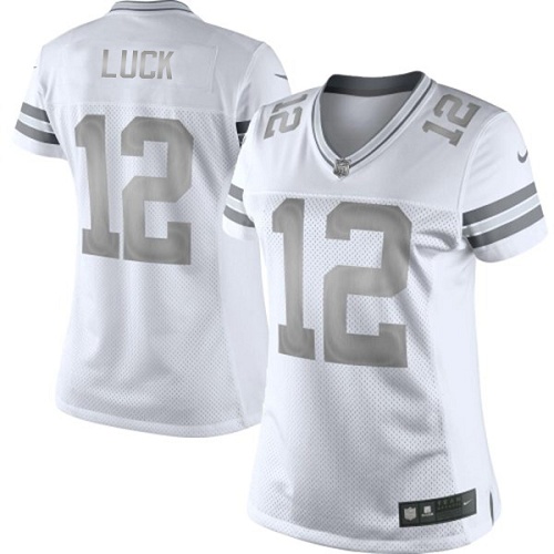 Women's Elite Andrew Luck Nike Jersey White - #12 Platinum NFL Indianapolis Colts